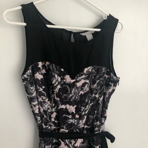 Sheer top floral midi dress